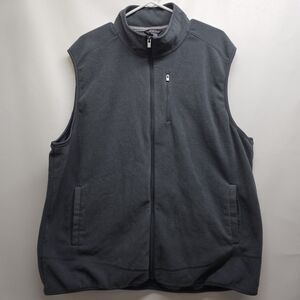 Van Heusen Fleece Vest Grey Full Zip XXL Men’s 5‑Pocket 100% Polyester Chest Zip